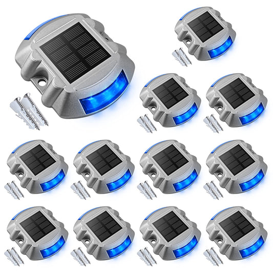VOLISUN Solar Deck Driveway Dock Lights,Solar Pathway Lights,Blue 12 Pack