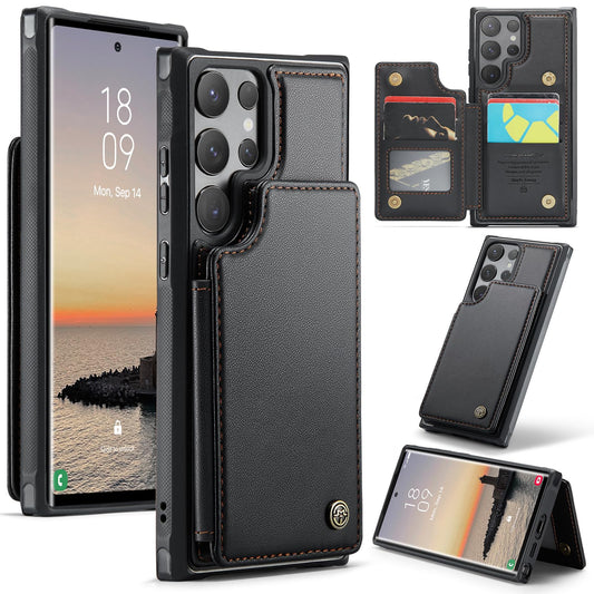 Bemal for Samsung Galaxy S24 Ultra Wallet Case with Card Holder, RFID Blocking, Shockproof Leather Kickstand for Men and Women, Durable Protective Phone Cover for 6.8", Black