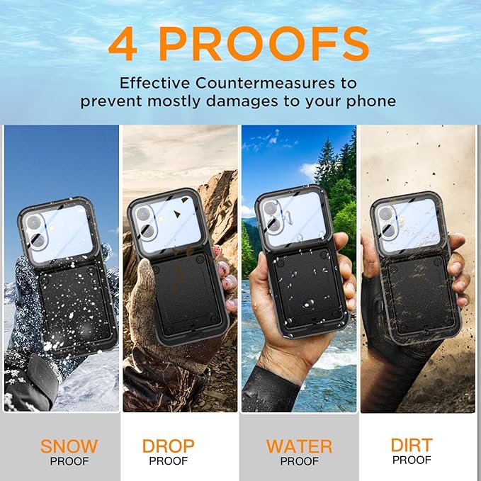 AICase Waterproof Phone Case,Universal Self-Check Function Underwater Pouch Dry Bag Beach Floating Shower Snorkeling for iPhone 16/16pro/15/15pro/14/14pro/13/13pro/12/12pro,11pro/xs/x for 6.3" Black