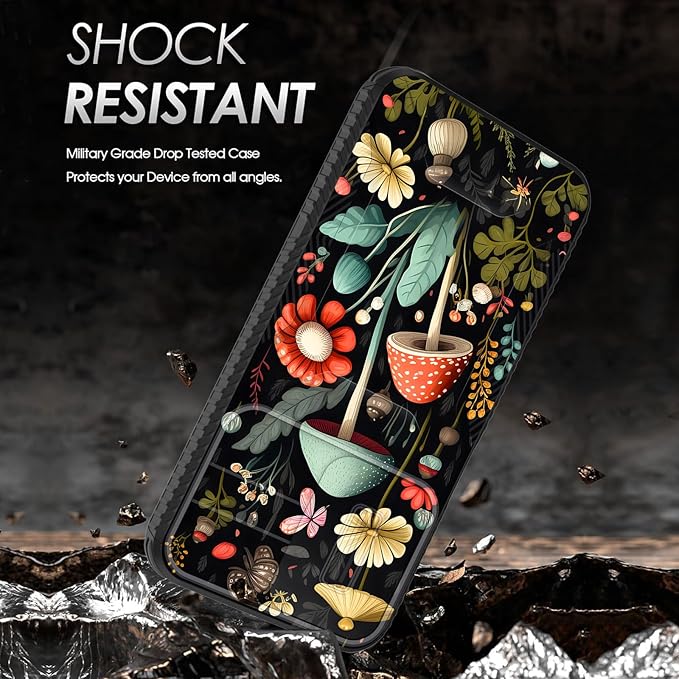 for Galaxy A16 5G Case Built in Slide Camera Lens Cover,Heavy Duty Shockproof Protection Dual Layer Case for Samsung Galaxy A16 5G 6.7" 2024,Mushroom Forest