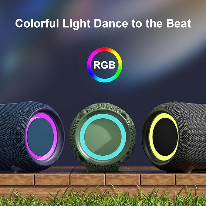 Passau Portable Bluetooth Speakers 40W Peak Loud Stereo Sound, Passive Radiators-Deep Bass, All Day Playtime, Adjustable Strap, BT5.3, IPX5 Wireless Speaker RGB Lights for Indoor Outdoor-Blue