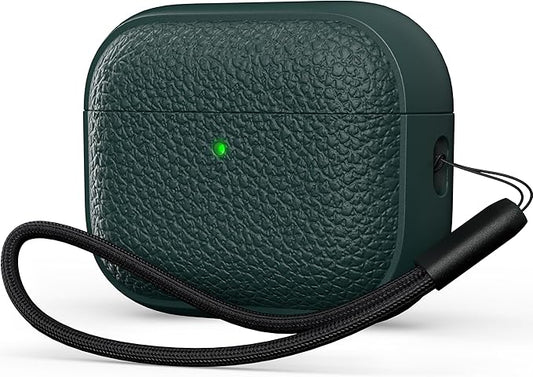 R-fun for AirPods Pro 3 Case 2025, Soft TPU (Leather-Like Design) Drop Protection Cover for Men and Women with Lanyard and Cleaner Kit, Compatible with Apple AirPods Pro 3rd Generation-Green