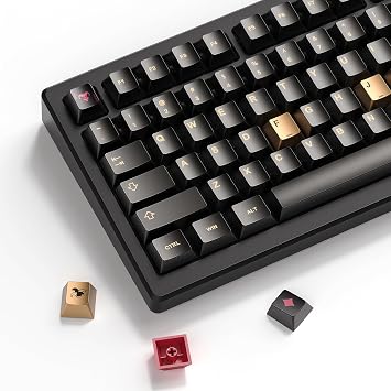 dagaladoo Keyboard keycaps Set, Double Shot PBT keycaps,Cherry Profile Custom Key caps 60 65 75 Percent for Cherry-mx 61/66/68/75/87 Retro Mechanical Keyboard,Black Poker Metal Coating