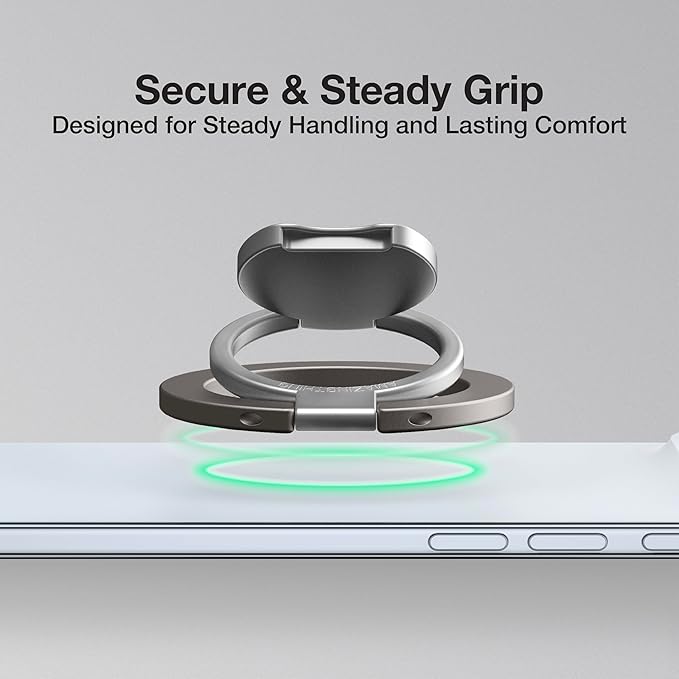 AMAZINGthing [Titan PRO MagFlex Grip Removable Phone Grip & Kickstand, Dual-Magnetic Mount, MagSafe-Compatible for iPhone 17/16/15/14/13/12 and MagSafe Cases Gray