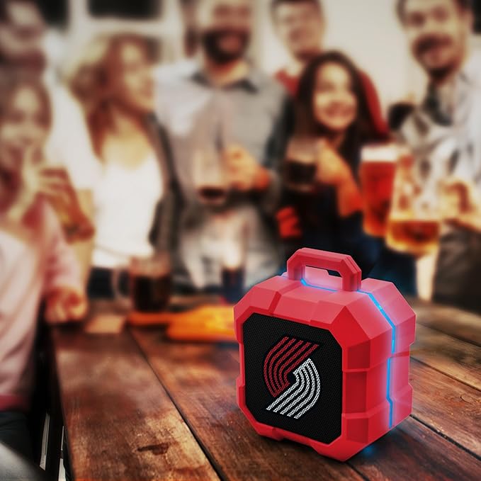 SOAR NBA Shockbox LED Wireless Bluetooth Speaker - Water Resistant IPX4, 5.0 Bluetooth with Over 5 Hours of Play Time - Small Portable Speaker - Officially Licensed NBA, Perfect Home & Outdoor Speaker