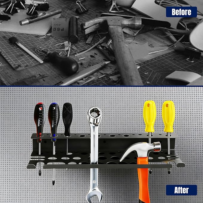 Screwdriver Plier Organizer Wall Mount for Pliers, Screwdrivers, Garage Workshop Storage, Stores up to 43 Pliers or Small Tools, Ideal Gift for Men