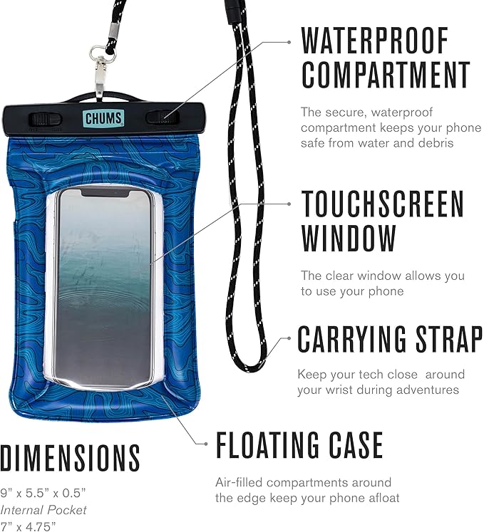 Chums Floating Phone Case with Lanyard - Touchscreen Compatible Waterproof Phone Case & Pouch (White)