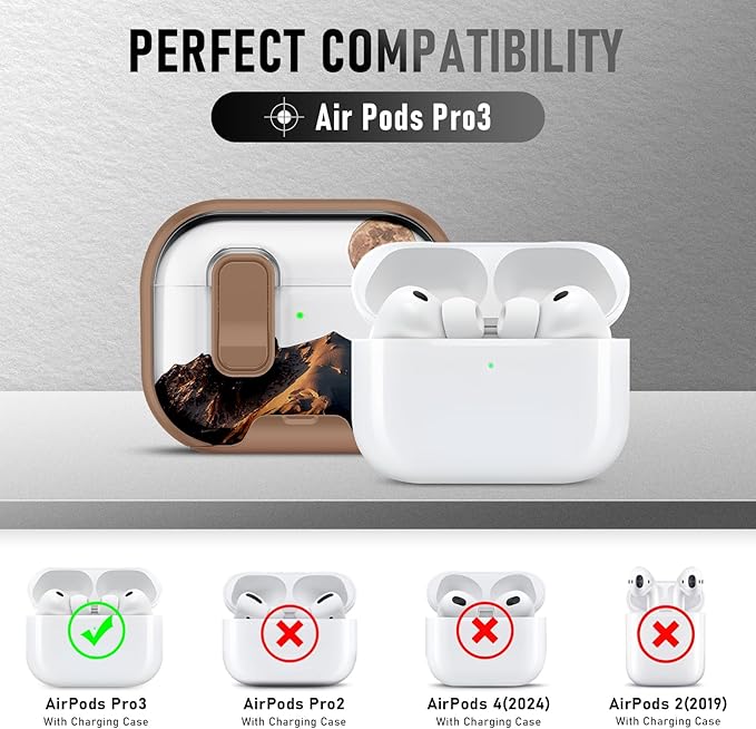 Compatible Airpods Pro 3 Case (2025) with Phone Stand & Cleaner Kit,Cute Soft Silicone Lock Clip Apple AirPods Pro 3rd Generation Case, Airpod Pro 3 Cover with Keychain for Women/Girls
