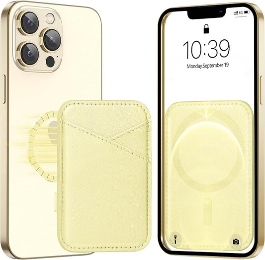 Miroddi for MagSafe Wallet, Strongest Magnetic Card Holder for iPhone 17/16/15/14/13/12 Series, Ultra-Thin Leather Magnetic Phone Wallet with 2 Card Slots, RFID Blocking, No More Falling, Lemon Yellow