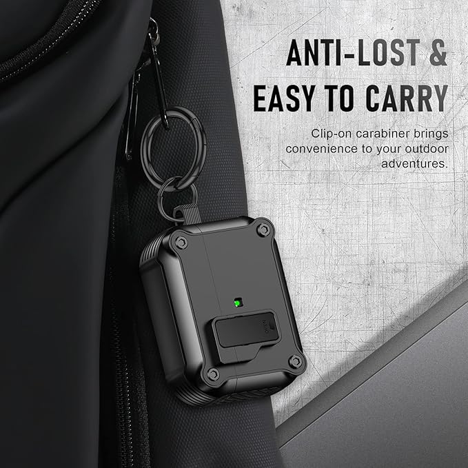 Maxjoy for Airpods Pro 3 Generation Case(2025), Secure Lock Clip Full Body Shockproof Hard Shell Protective Apple for Airpods Pro 3 Case Cover with Keychain Cleaner Kit for Men Women,Black