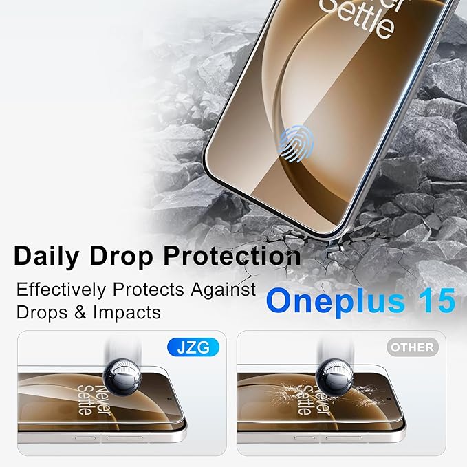 2+2 Pack for OnePlus 15 Screen Protector and Camera Protector, Fingerprint Support, Bubble-Free, Case Friendly, 9H Hardness Clear Tempered Glass