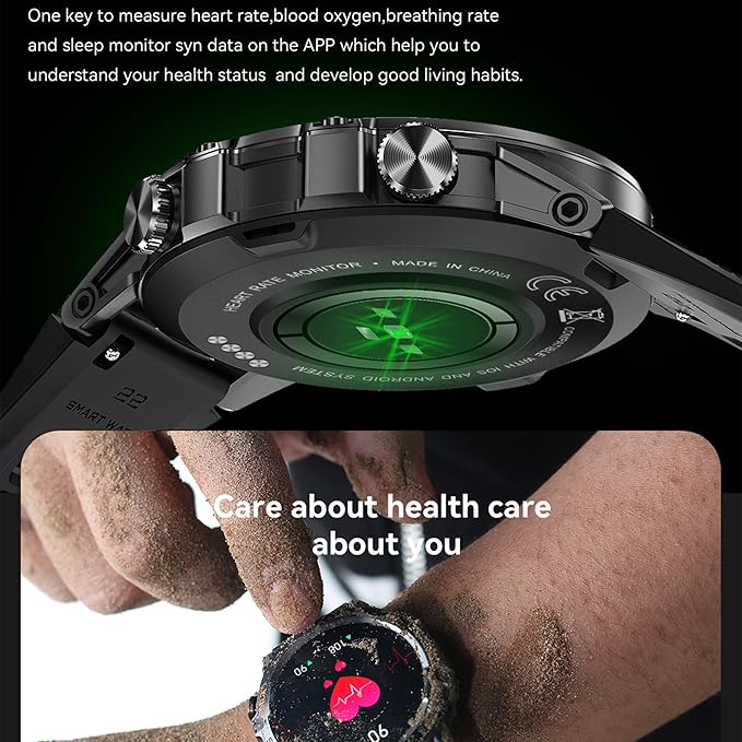 Military Smart Watch for Men(Answer/Dial Calls), Fitness Tracker for Android iPhone, 1.39" Activity Tracker with Heart Rate Sleep SpO2 Monitor, Calorie, 5ATM Waterproof Smartwatch, 3 Straps (Black)