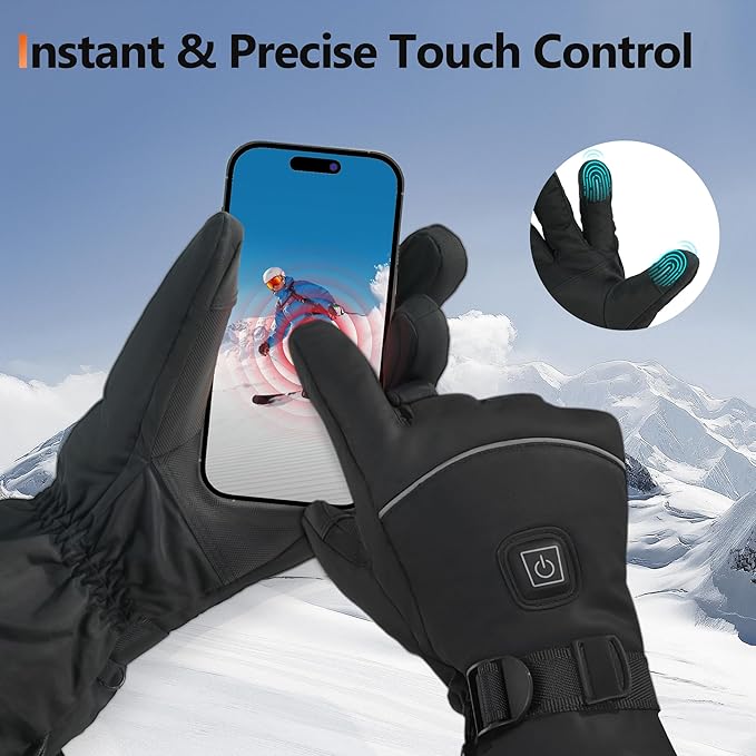 Heated Gloves for Men Women, Electric 3-Level Heating Gloves with Touchscreen, Rechargeable Battery Powered Winter Warm Glove Liners for Motorcycle Skiing Hiking Cycling Hunting Outdoor Work