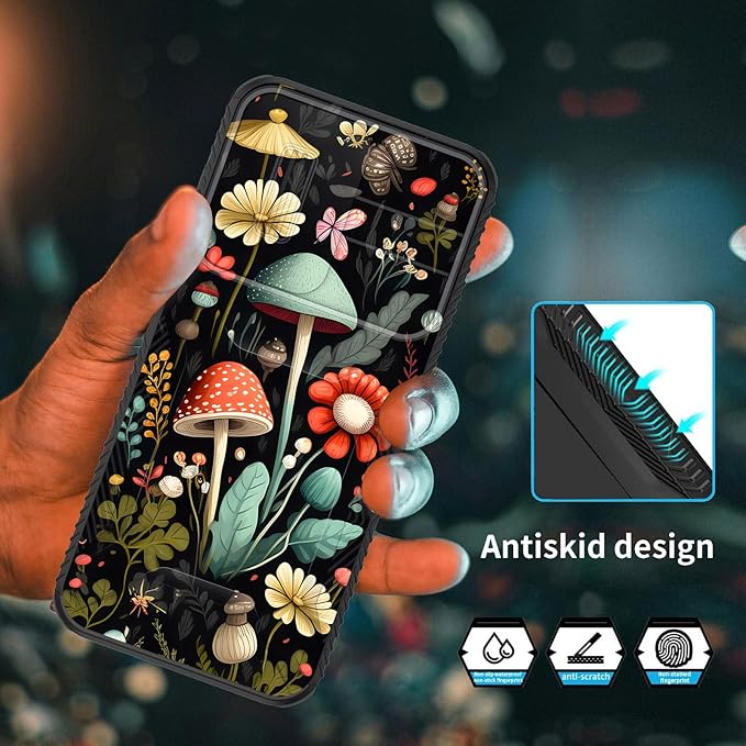 for Galaxy A16 5G Case Built in Slide Camera Lens Cover,Heavy Duty Shockproof Protection Dual Layer Case for Samsung Galaxy A16 5G 6.7" 2024,Mushroom Forest
