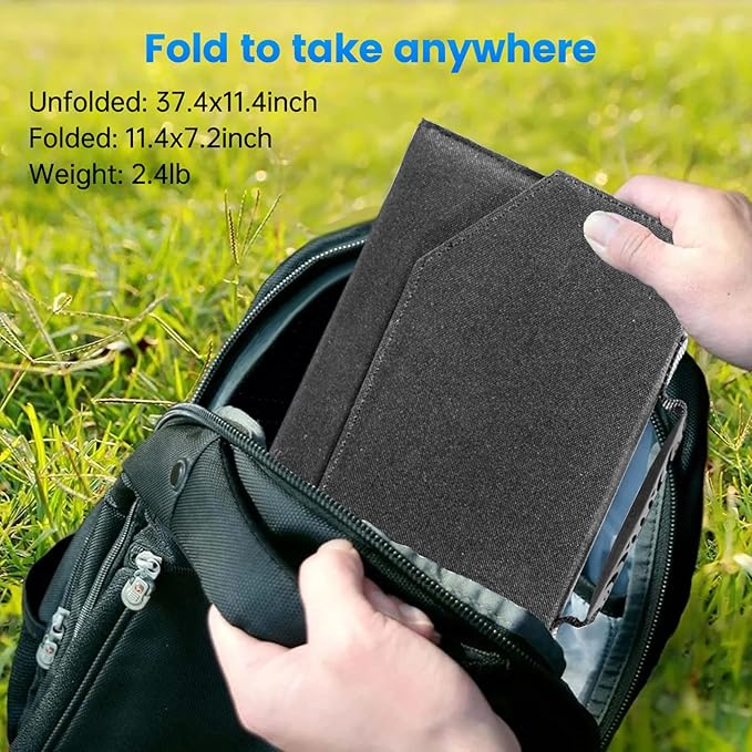 35W Portable Solar Charging Panel with USB-A/Type-C/DC Ports for Mobile Phones, Waterproof Smartphone Battery Charger, Foldable Solar Panel for Emergency Camping, Outdoor and Travel (Grey)