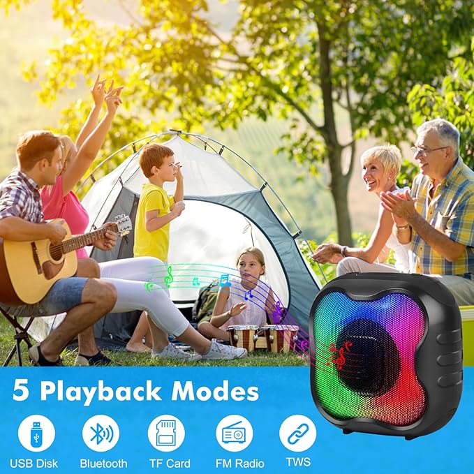 Cinolink Shower Bluetooth Speaker, IPX6 Waterproof Portable Speaker with Loud HD Sound RGB Lights for Home, Beaches Portable Wireless Outdoor Speakers