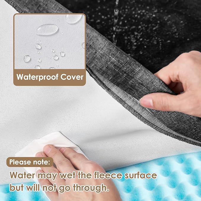 EHEYCIGA Memory Foam Dog Bed Orthopedic 36"x27"，Waterproof Pet Bed for Larged Size Dogs ，Washable Pet Mat with Removable Cover,Dark Grey