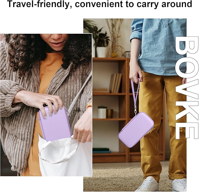 BOVKE Hard Case for Roku Voice Remote Controller, Streaming Stick+ / 4K, TV Remote Case for Steaming Stick 3820R/ 3821R/3941R, Extra Mesh Pocket for Adapters, Cables, Purple