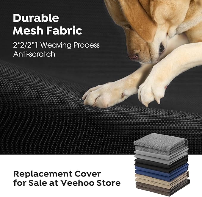 Veehoo Outdoor Elevated Dog Bed Large Sized Dogs, Extra Large Cooling Raised Dog Cots Beds Training Platform Off Ground Hammock with Breathable Mesh, No-Slip Feet, 53"x37", Black