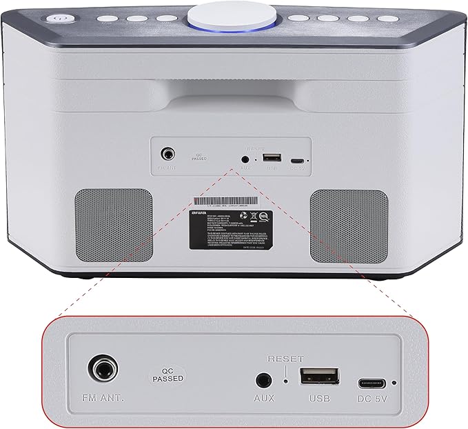 Aiwa Exos 5 Wireless Speaker - Unleash Powerful Sound and Versatile Connectivity On-The-Go Experience Bluetooth Freedom, FM Radio, Clock, 20W RMS, LCD Display, and Alarm Clock Functionality