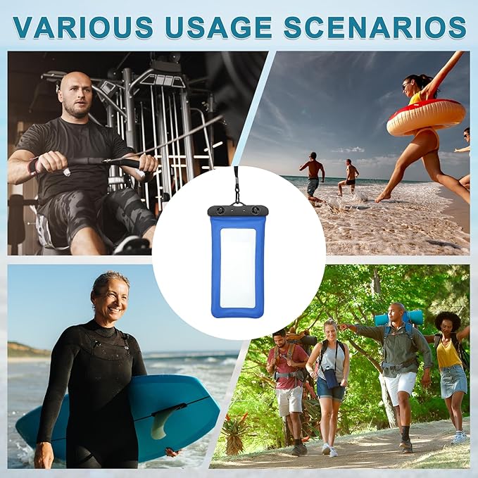PATIKIL 3Pcs Waterproof Phone Pouch Floating No Sink Universal Cellphone Dry Bag Waterproof Phone Case for Kayaking Beach Swimming Hiking, Blue