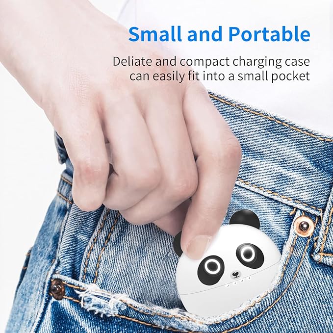 Kids Earbuds, Wireless Bluetooth Girls Boys Headphones with Microphones, 85dB Healthy Volume Control Protect Hearing, Lightweight, Waterproof, 30Hrs Playtime,Earphones for iPad Tablet Computers, Panda