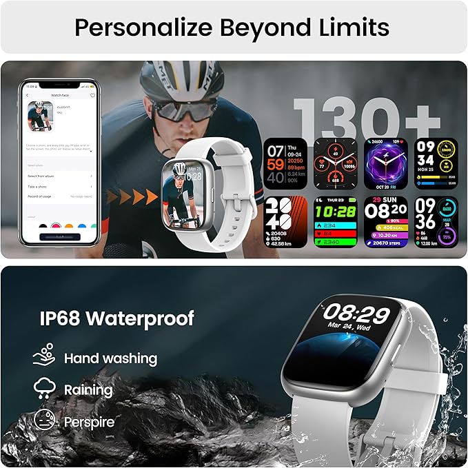 Smart Watch with Alexa Built-in, 1.83" HD Touchscreen Fitness Tracker with Bluetooth Calling, Fitness Watch with Heart Rate/Sleep Monitor/120+ Sports, IP68 Waterproof Smartwatch for Android iOS, Gray