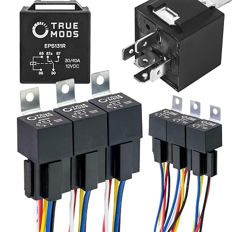 True MODS 6 Pack Bosch Style 5-Pin 12V Relay Harness Kit SPDT 30/40 Amp