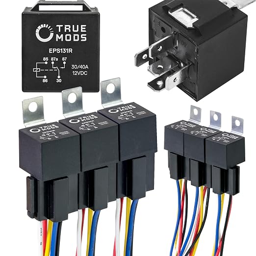 True MODS 6 Pack Bosch Style 5-Pin 12V Relay Harness Kit SPDT 30/40 Amp
