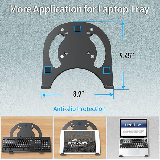 MOUNTUP Dual Monitor and Laptop Mount, Gas Spring Monitor Stand for 2 Max 27" Computer Screens, Laptop Tray Fits 10-17inch Notebook, Holds 4.4-17.6lbs Per Arm, 3-in-1 Adjustable Monitor Desk Mount