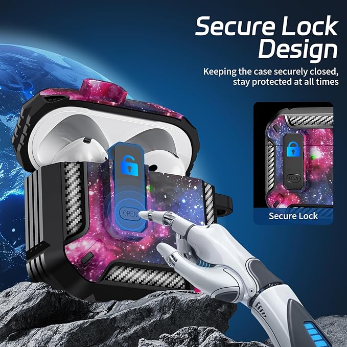 for AirPods 4 Case, Secure Lock Case Cover for Apple Airpods 4 with Active Noise Cancellation 2024, Case for Airpods 4 with Cleaner Kit and Keychain,Powerful Drop Protection