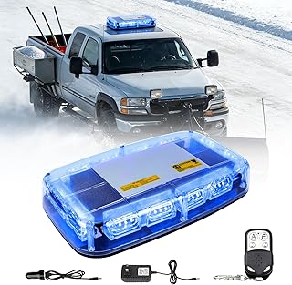 Wireless Led Strobe Lights Remote Control Rechargeable Battery, 17 Flashing Mode, 2 Brightness Mode, 48-Led, Beacon Roof Top Flash Emergency Flashing Warning Light for Vehicles Trucks, 1PC Pack, Blue - Image 1