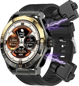 Smart Watch with Earbuds,Round 1.52'' Touch Screen,Modern Watches for Men Women,Headphones Combo(Answer/Calls),Fitness Tracker with Sleep Monitor, 100+ Sports Modes,for iPhone & Android