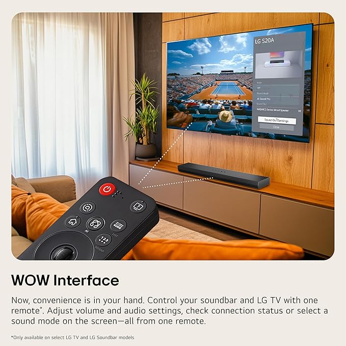LG S20A 2.0 ch. Soundbar, Dolby Digital, TV Synergy, Wow Interface, DTS Digital Surround