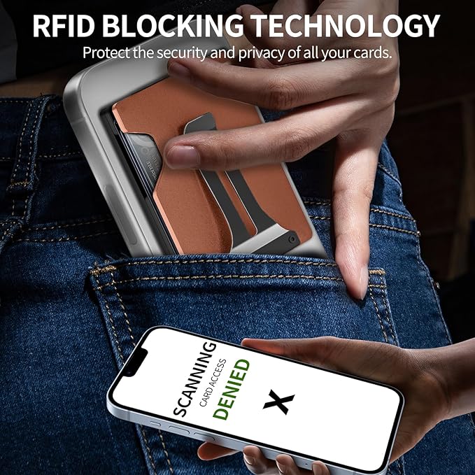 Magnetic Phone Wallet with Apple MagSafe - Metal Card Holder with AirTag Holder, RFID Blocking & Money Clip Mag Safe Wallet for iPhone 16 15 14 13 12 Pro Max/Pro/Plus/Mini