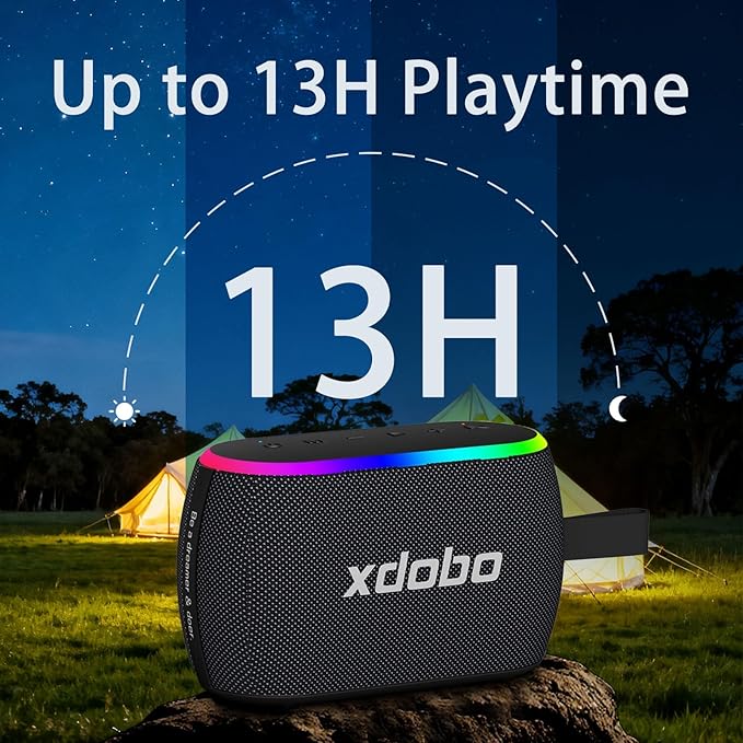 xdobo X8 II Mini Portable Bluetooth Speaker Small Bluetooth Speaker Waterproof IPX6 Computer Speakers Wireless with RGB Lights for Home/Outdoor/Party/Beach/Birthday Gift