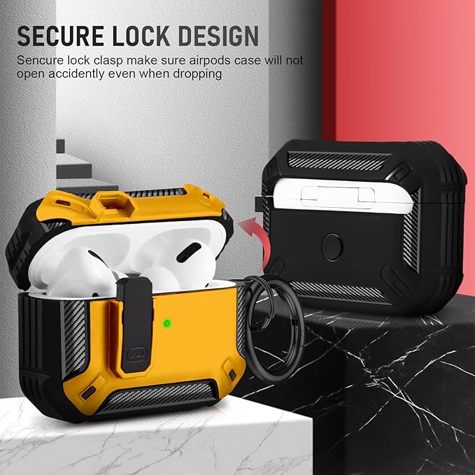 Maxjoy for AirPods Pro 3 Case (2025), Hard Shell Protective Cover Compatible with Airpods Pro 3rd Generation Case with Keychain Cleaner Kit for Men Women, Yellow
