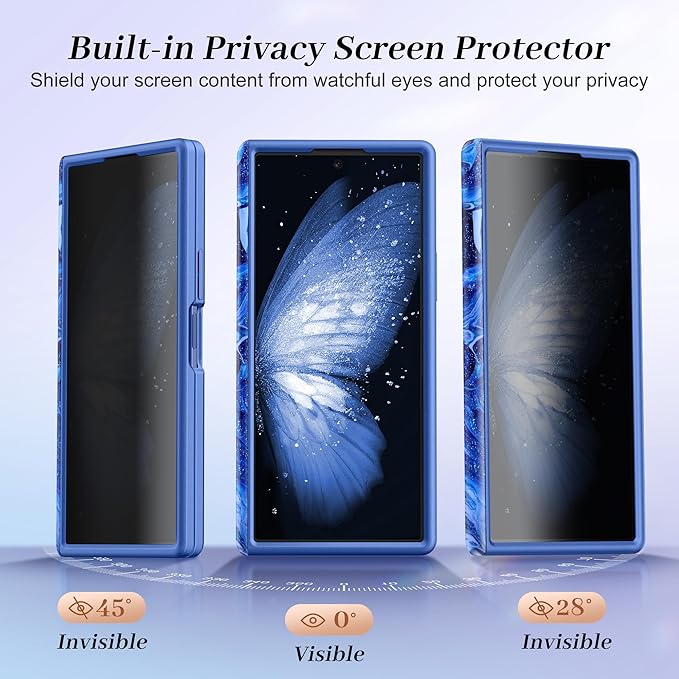 GVIEWIN for Z Fold 7 Case with Privacy Screen Protector [Compatible with Magsafe][Built-in Kickstand] Magnetic Full-Body Hinge Protection Slim Phone Case for Samsung Galaxy Z Fold 7, Star Abyss/Blue