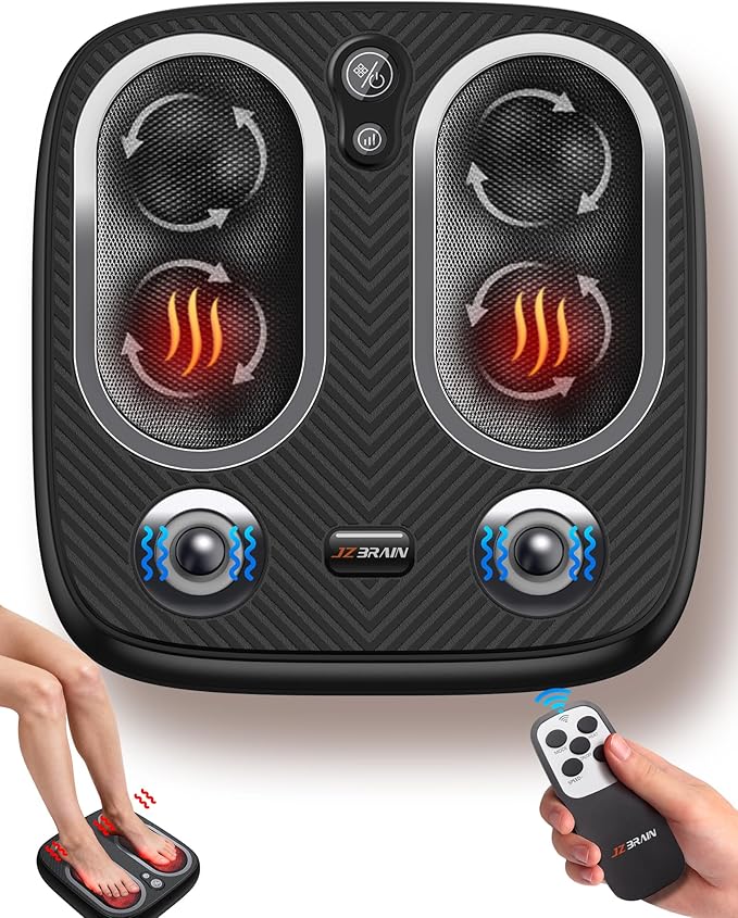 Shiatsu Foot Massager with Heat & Vibration ：Deep Kneading Foot Massager for Plantar Fasciitis, Neuropathy, Circulation, Electric Feet Massager Machine for Women Men, Relax for Home Office Use