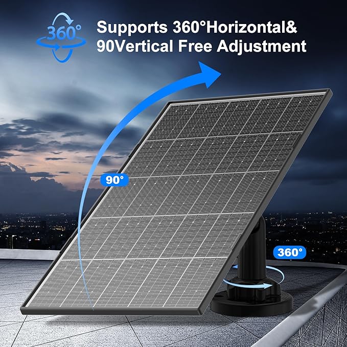 8W Solar Panel for Security Camera 2-Pack – Micro USB & USB-C, IP65 Waterproof, Rechargeable Battery Compatible