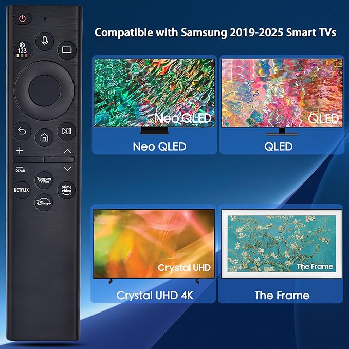 for Samsung Smart TV Voice Remote,for All 2019 to 2025 Samsung Remote,Replacement Control for The Frame/Crystal UHD/QLED/NEO QLED/Curved 4K 8K TVs