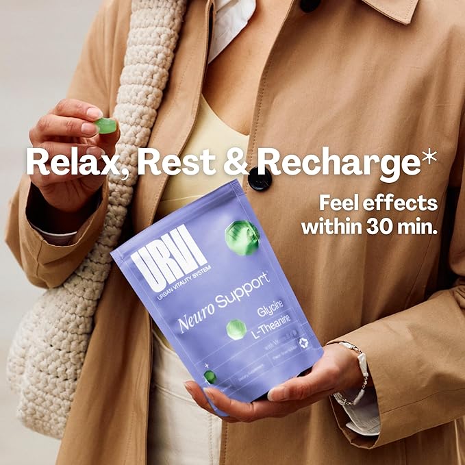URVI® Wind Down Set: Neuro + Night Support Gummies – GABA, L-Theanine, Glycine, Valerian, Lavender, Vitamins B1 & B6 – Stress Relief & Sleep Aid - No Melatonin & Sugar-Free
