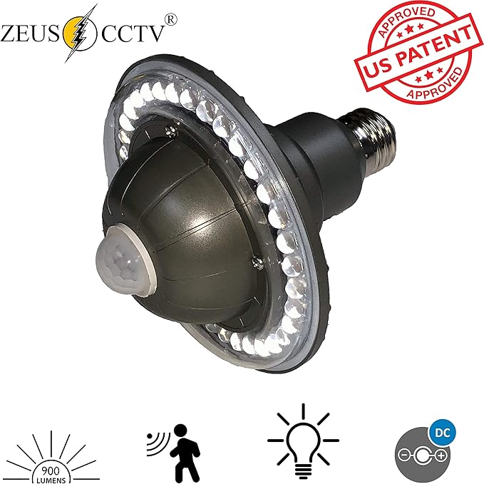 All-in-One FloodLight Outdoor PIR Motion Light with Daylight Sensor 2 Mode Power Setting Motion Sensor/Always On Ultra Bright 900 Lumen Warm White 3000K E26 Flood Light Bulb + 12V Power Out
