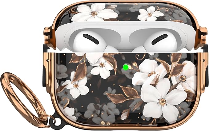 Maxjoy for AirPods Pro 3rd Generation Case with Lock, Cute AirPods Pro 3 Case Lock Protective Hard AirPod Pro 3 Cover for Women Men with Keychain for Airpod Pro 3rd Gen Cover 2025, Flower
