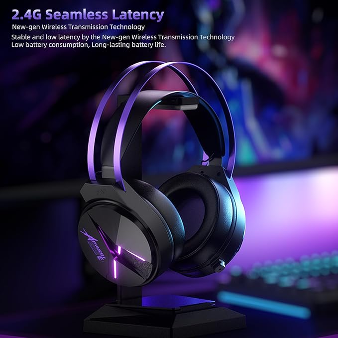 THS319 Stereo USB Gaming Headset for Pc,Laptop,Xbox, Ps4, Ps5, Switch,Noise Cancelling Over Ear Headphones with Mic,RGB Light, Soft Memory Earmuffs-Black Purple