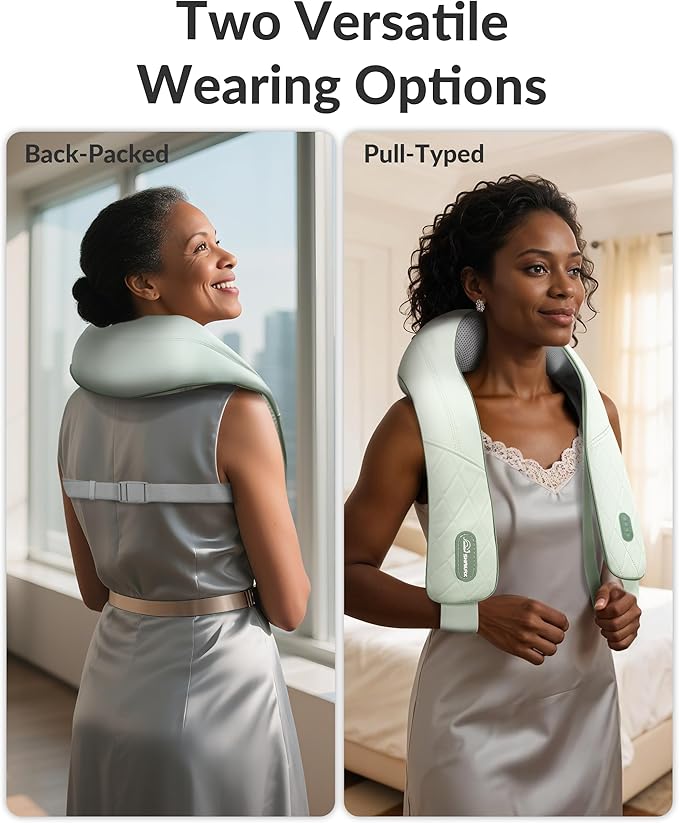 Snailax Cordless Neck Massager for Pain Relief Deep Tissue, Shiatsu Neck Back Massager Rechargeable Portable Kneading Shoulder Massage for Body Muscle Pain Relief, Gifts for Mom Dad Lovers