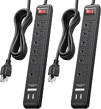 [ETL Listed] Cable Matters 2-Pack 6-Outlet Surge Protector, 8ft - Image 1