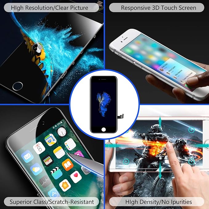 for iPhone 7 Plus Screen Replacement 5.5 Inch Black, Diykitpl 3D Touch LCD Screen Digitizer Replacement for A1661,A1784,A1785, with Repair Tools Kit+Waterproof Frame Adhesive+Screen Protector