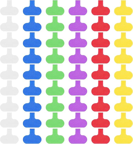 60 PCS Cable Labels Electronic Cable for Organizing Wires and Identification, Multi-Color Write On Cord Labels for Management and Identification (6 Colors)