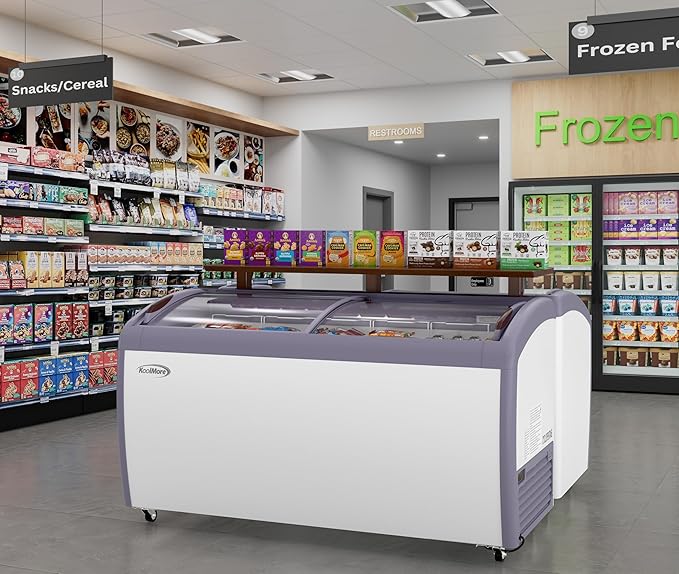 KoolMore MCF-16C Commercial Ice Cream Freezer Display Case, 16 Cu. Ft, White
